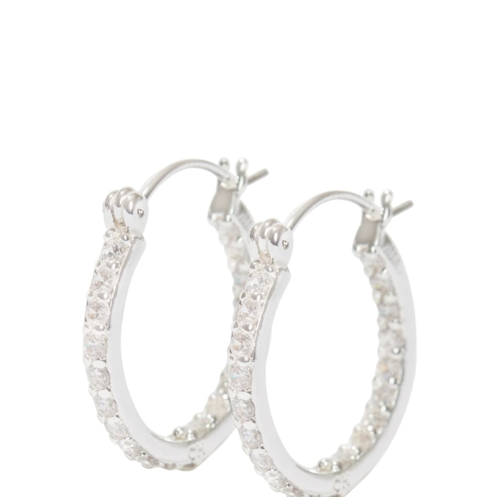 Silver Crystal Pavé Hoop Earrings for Women